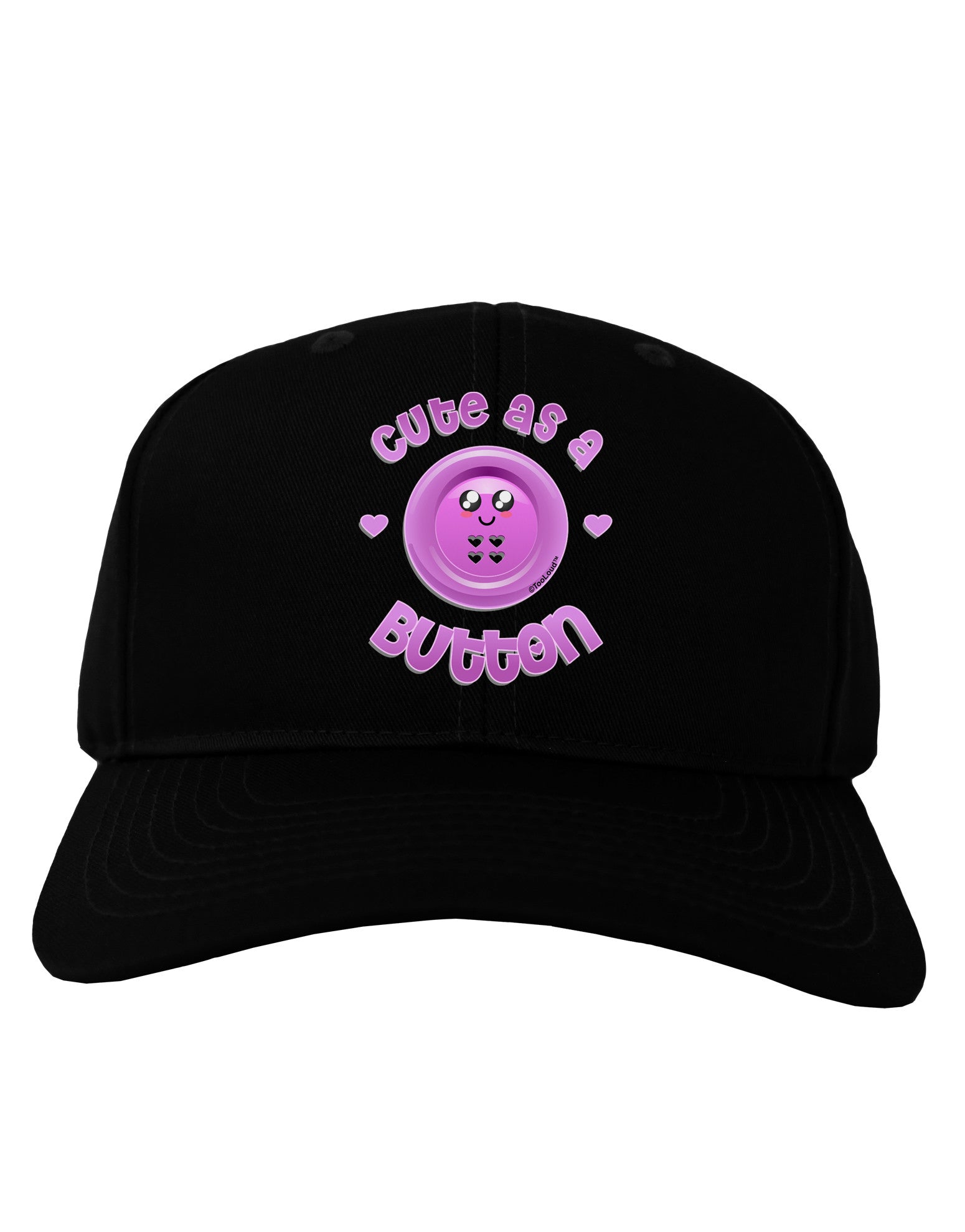 Cute As A Button Smiley Face Adult Dark Baseball Cap Hat-Baseball Cap-TooLoud-Black-One Size-Davson Sales