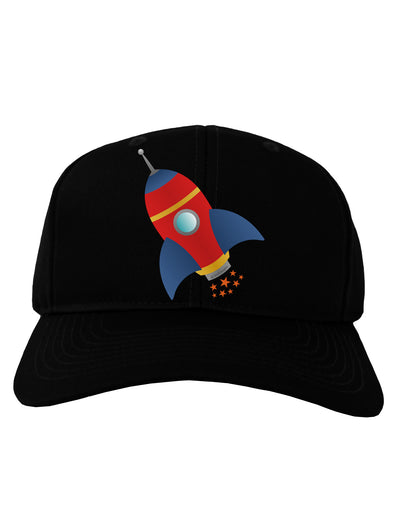 Space Rocket Ship and Stars Adult Dark Baseball Cap Hat by TooLoud-Baseball Cap-TooLoud-Black-One Size-Davson Sales