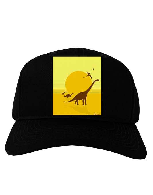 Brontosaurus and Pterodactyl Silhouettes with Sun Adult Dark Baseball Cap Hat by TooLoud-Baseball Cap-TooLoud-Black-One Size-Davson Sales