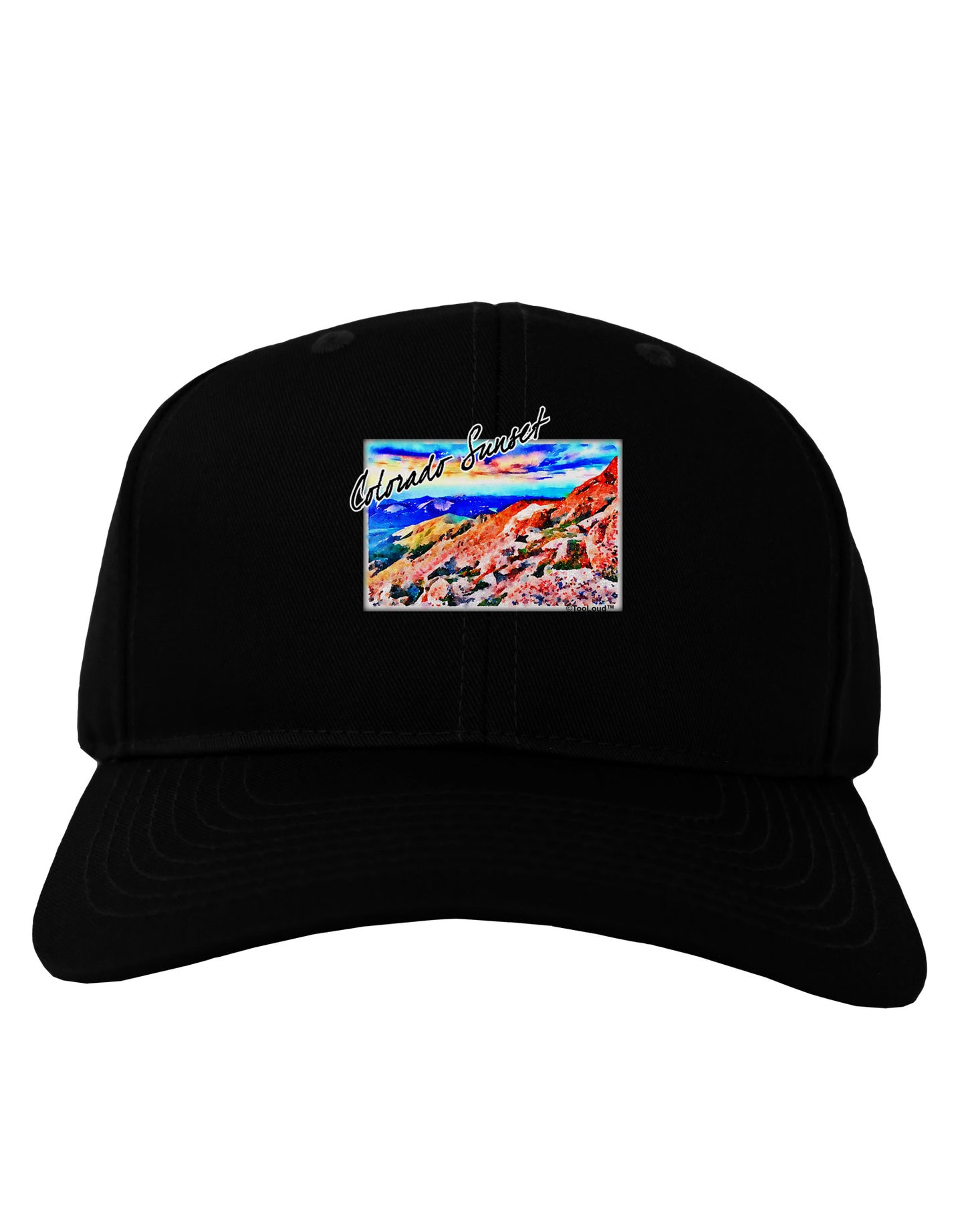 Colorado Mtn Sunset Bold WaterColor Adult Dark Baseball Cap Hat-Baseball Cap-TooLoud-Black-One Size-Davson Sales