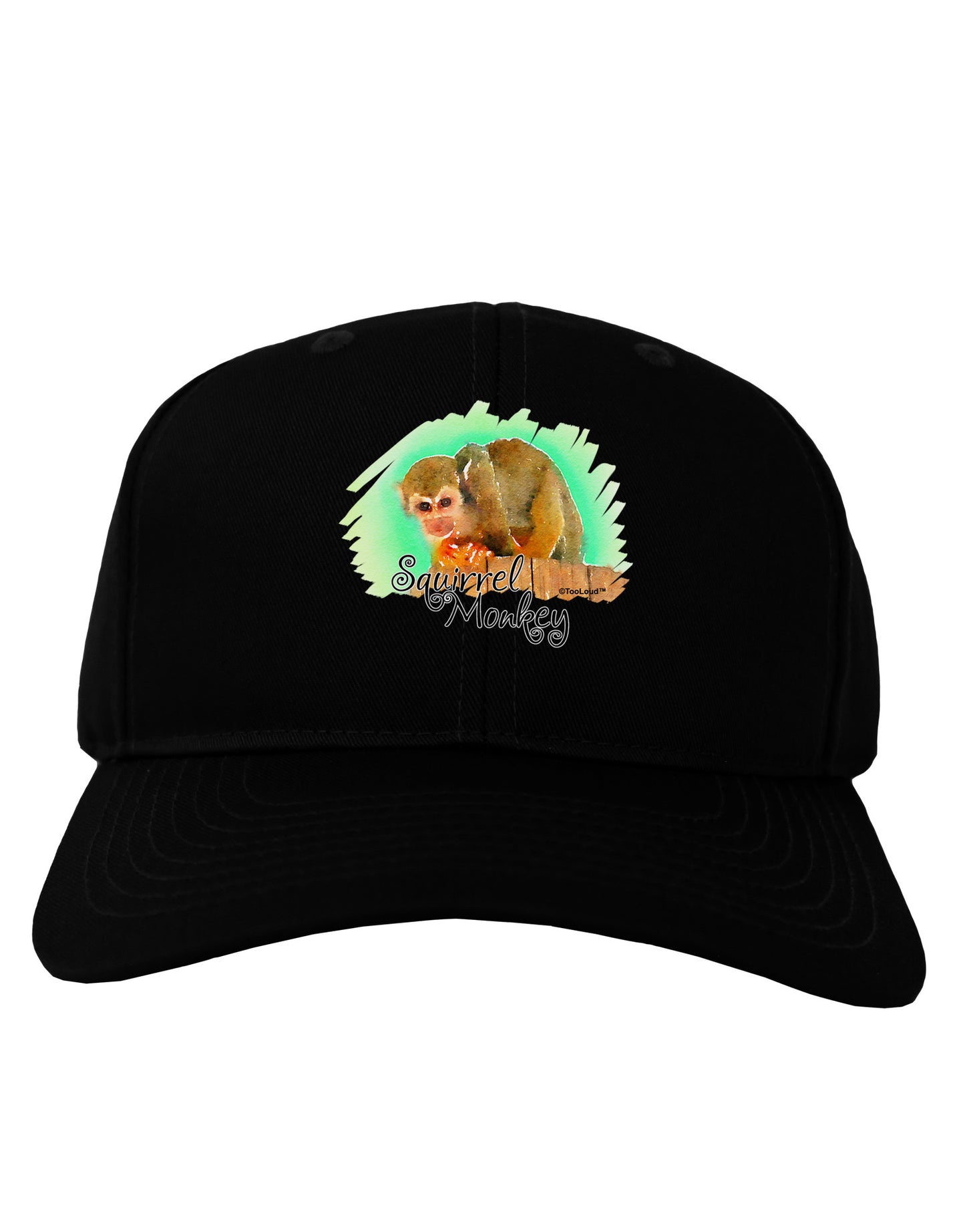 Squirrel Monkey Watercolor Text Adult Dark Baseball Cap Hat-Baseball Cap-TooLoud-Black-One Size-Davson Sales