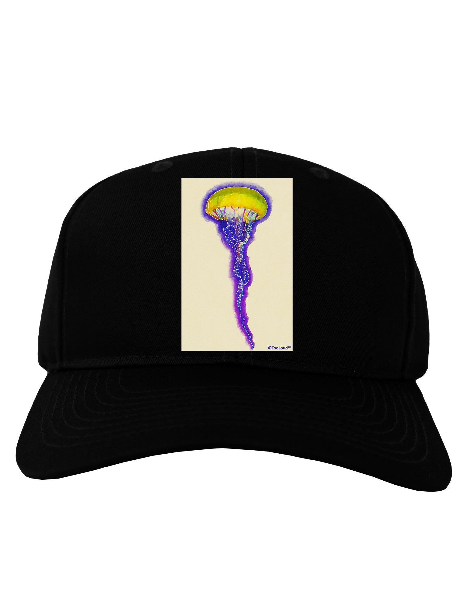 Jellyfish Outlined in Purple Watercolor Adult Dark Baseball Cap Hat-Baseball Cap-TooLoud-Black-One Size-Davson Sales