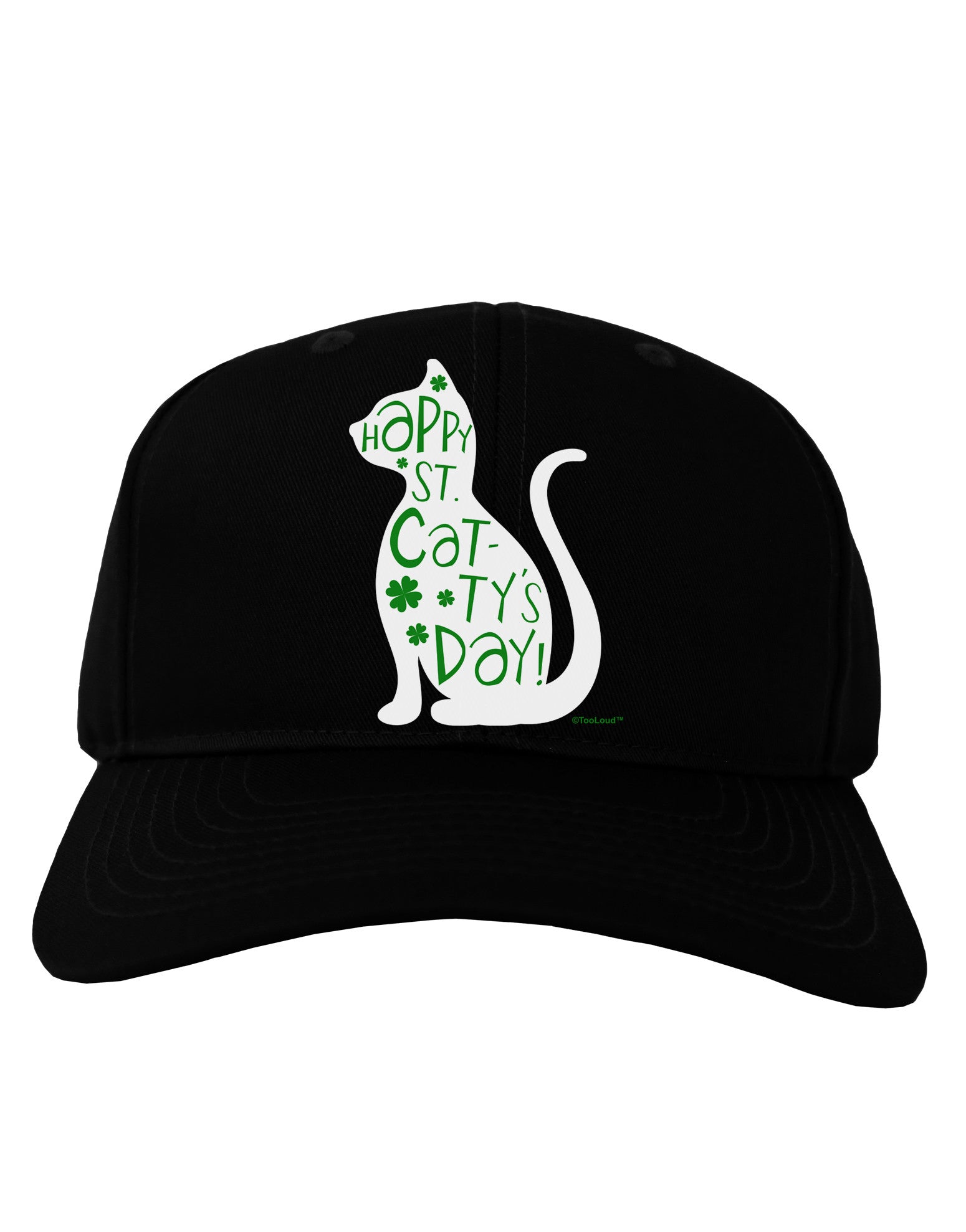 Happy St. Catty's Day - St. Patrick's Day Cat Adult Dark Baseball Cap Hat by TooLoud-Baseball Cap-TooLoud-Black-One Size-Davson Sales