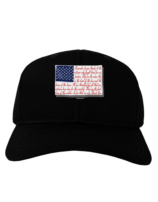 Veterans Scripted Flag Adult Dark Baseball Cap Hat-Baseball Cap-TooLoud-Black-One Size-Davson Sales