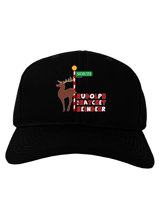 Rudolf Ratchet Reindeer Color Text Adult Dark Baseball Cap Hat-Baseball Cap-TooLoud-Black-One Size-Davson Sales
