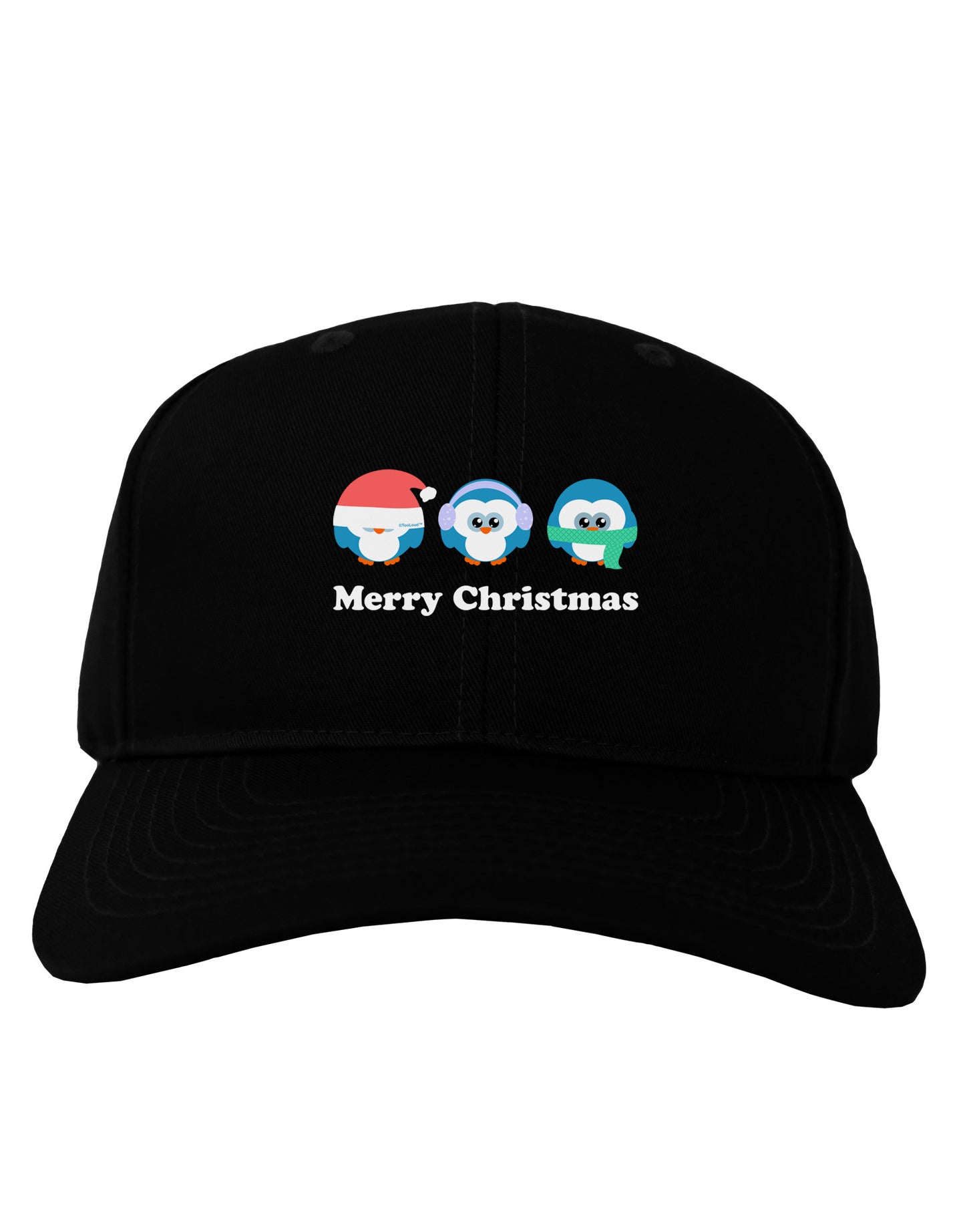 Merry Christmas Penguins See Hear Speak No Evil Adult Dark Baseball Cap Hat-Baseball Cap-TooLoud-Black-One Size-Davson Sales