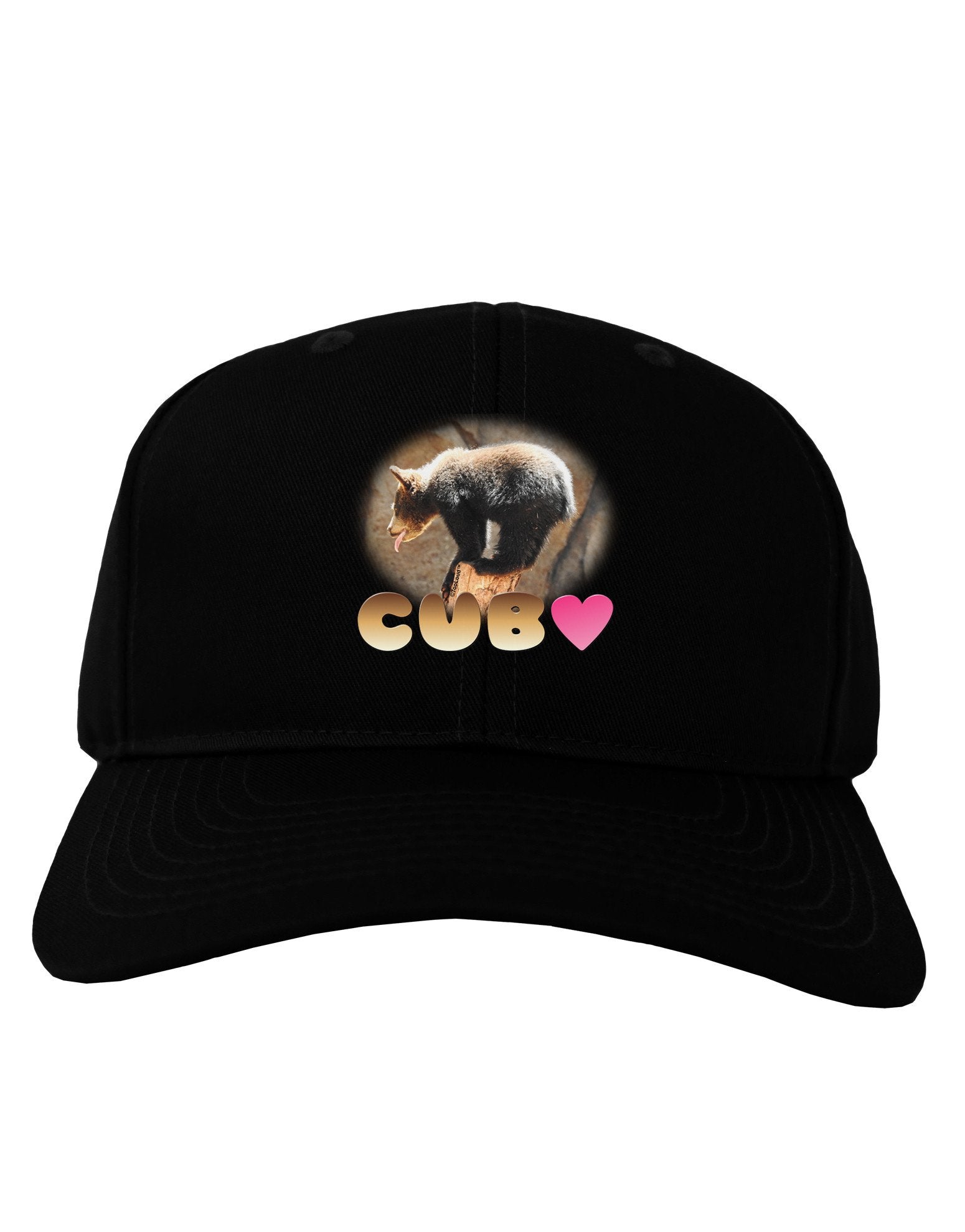 Balancing Bear Cub with Text Adult Dark Baseball Cap Hat-Baseball Cap-TooLoud-Black-One Size-Davson Sales