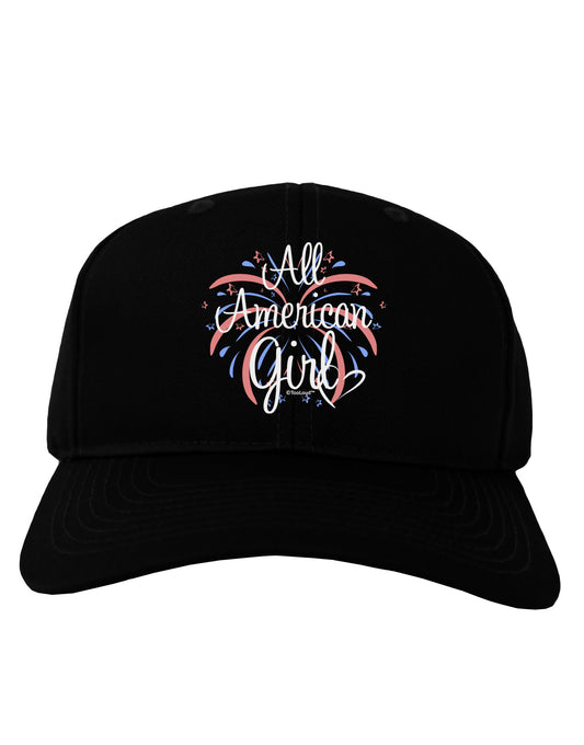 All American Girl - Fireworks and Heart Adult Dark Baseball Cap Hat by TooLoud-Baseball Cap-TooLoud-Black-One Size-Davson Sales