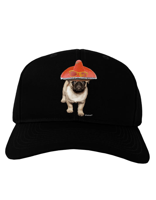 Pug Dog with Pink Sombrero Adult Dark Baseball Cap Hat by TooLoud-Baseball Cap-TooLoud-Black-One Size-Davson Sales