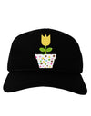 Easter Tulip Design - Yellow Adult Dark Baseball Cap Hat by TooLoud-Baseball Cap-TooLoud-Black-One Size-Davson Sales