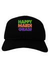 Happy Mardi Gras Text Adult Dark Baseball Cap Hat by TooLoud-Baseball Cap-TooLoud-Black-One Size-Davson Sales