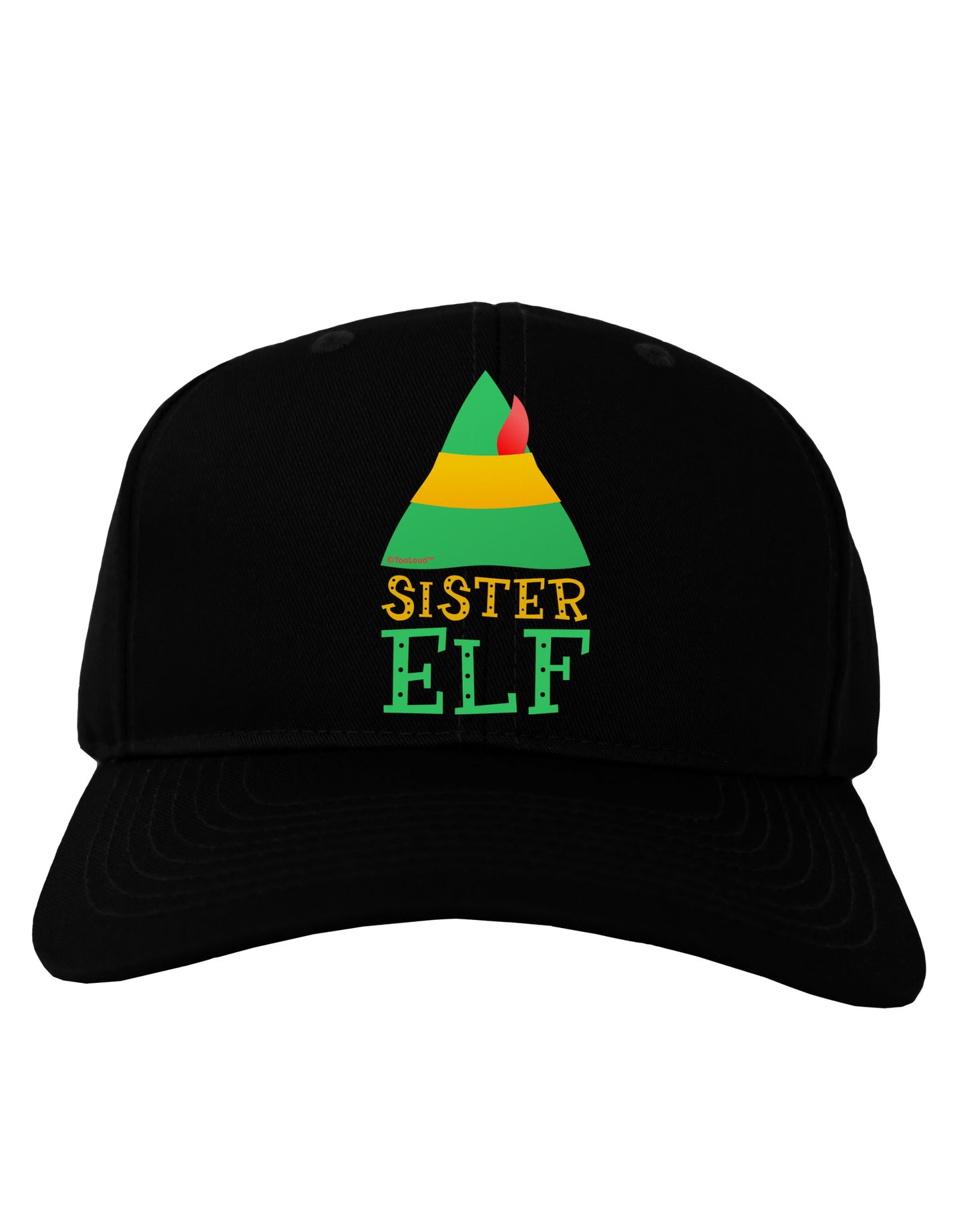 Matching Christmas Design - Elf Family - Sister Elf Adult Dark Baseball Cap Hat-Baseball Cap-TooLoud-Black-One Size-Davson Sales