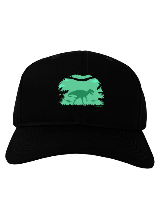 Dinosaur Silhouettes - Jungle Adult Dark Baseball Cap Hat by TooLoud-Baseball Cap-TooLoud-Black-One Size-Davson Sales