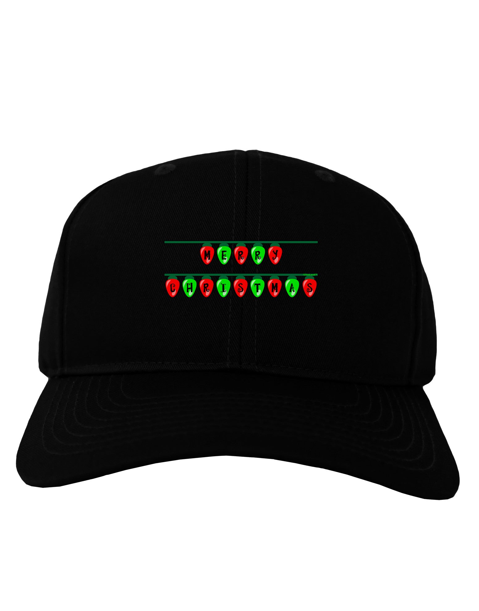 Merry Christmas Lights Red and Green Adult Dark Baseball Cap Hat-Baseball Cap-TooLoud-Black-One Size-Davson Sales