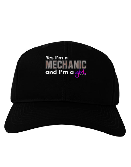 Yes I am a Mechanic Girl Adult Dark Baseball Cap Hat-Baseball Cap-TooLoud-Black-One Size-Davson Sales