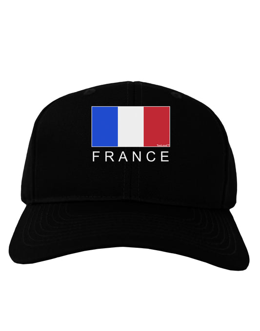 French Flag - France Text Adult Dark Baseball Cap Hat by TooLoud-Baseball Cap-TooLoud-Black-One Size-Davson Sales