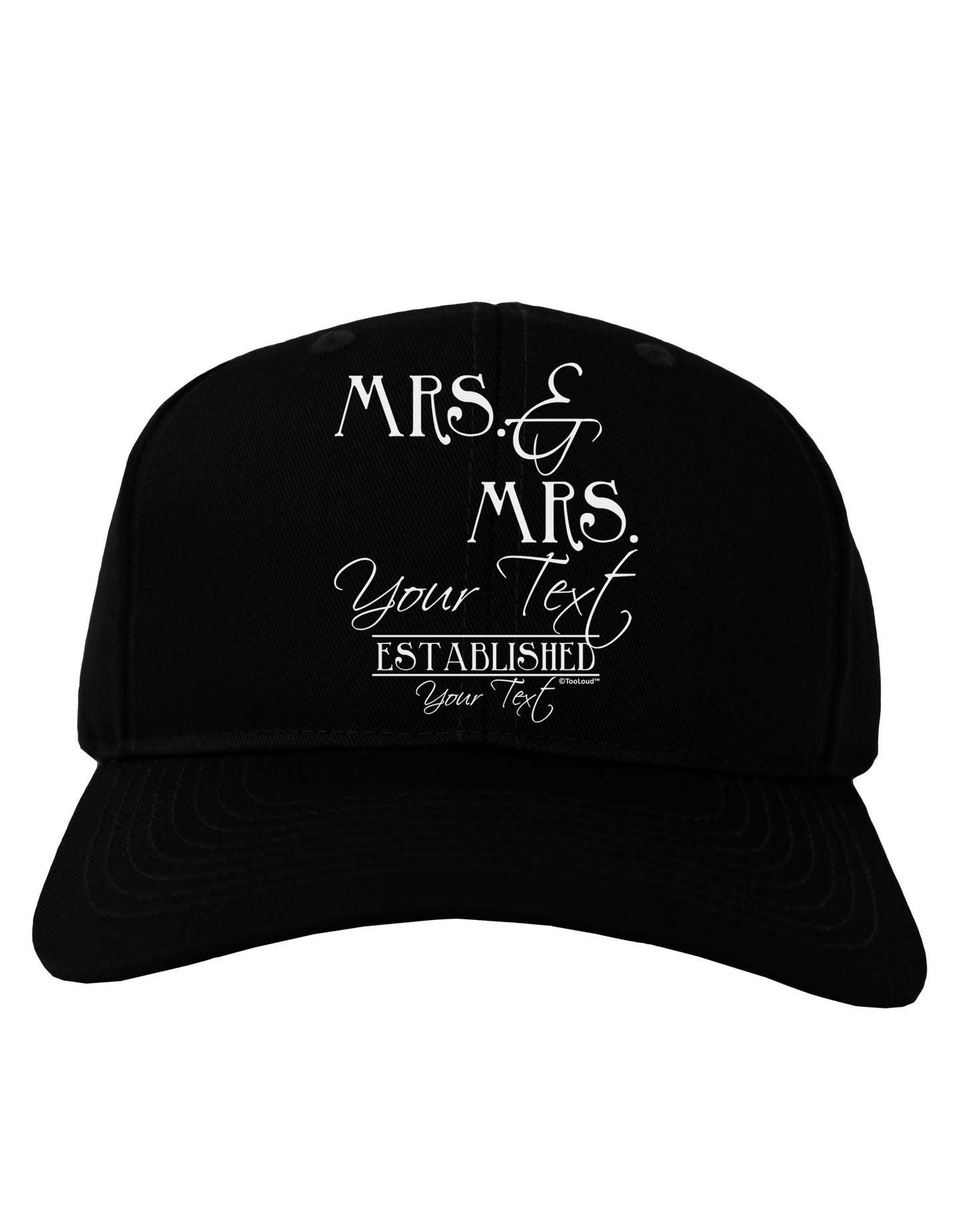 Personalized Mrs and Mrs Lesbian Wedding - Name- Established -Date- Design Adult Dark Baseball Cap Hat-Baseball Cap-TooLoud-Black-One Size-Davson Sales