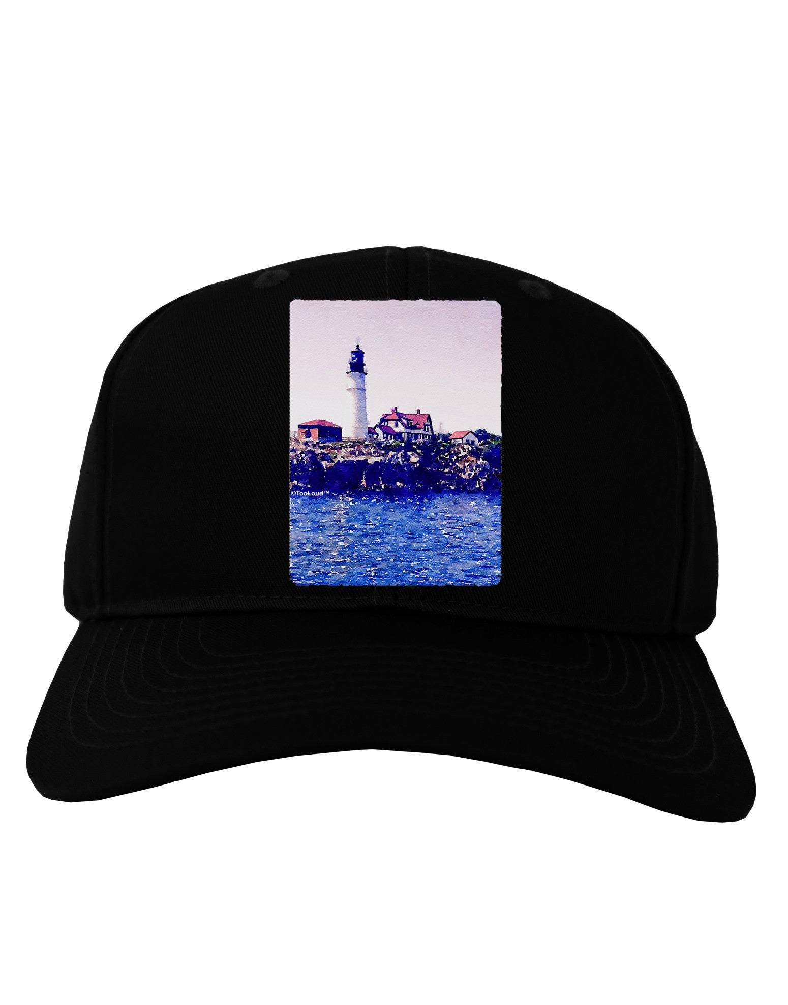 TooLoud Watercolor Lighthouse 2 Adult Dark Baseball Cap Hat-Baseball Cap-TooLoud-Black-One Size-Davson Sales