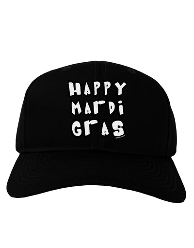 Happy Mardi Gras Text 2 BnW Adult Dark Baseball Cap Hat-Baseball Cap-TooLoud-Black-One Size-Davson Sales