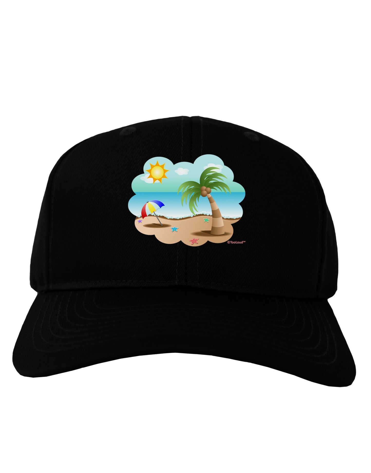 Fun Summer Beach Scene Adult Dark Baseball Cap Hat by TooLoud-Baseball Cap-TooLoud-Black-One Size-Davson Sales