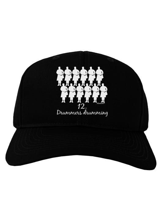 Twelve Drummers Drumming Text Adult Dark Baseball Cap Hat-Baseball Cap-TooLoud-Black-One Size-Davson Sales
