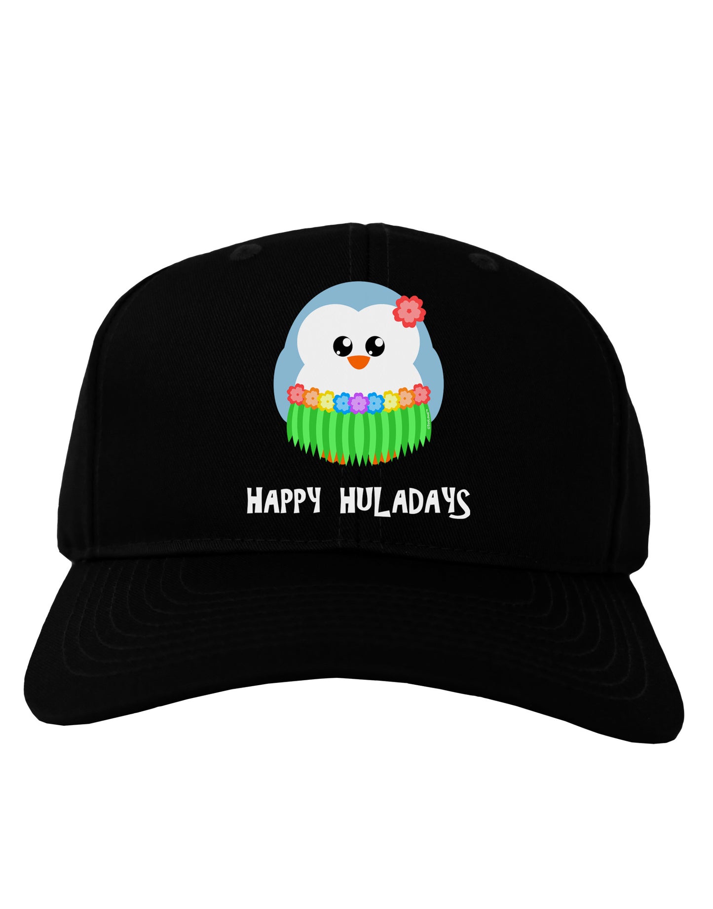 Happy Huladays Holiday Penguin - Christmas Adult Dark Baseball Cap Hat-Baseball Cap-TooLoud-Black-One Size-Davson Sales