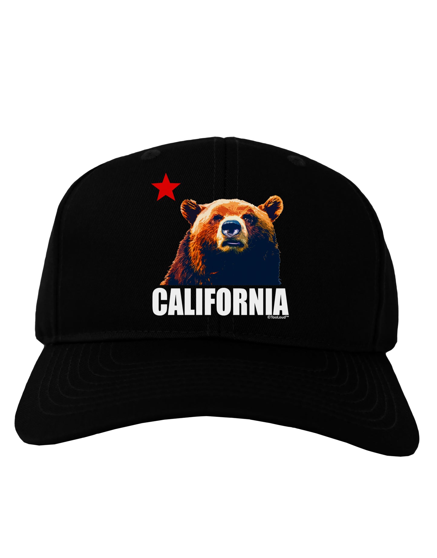California Republic Design - Grizzly Bear and Star Adult Dark Baseball Cap Hat by TooLoud-Baseball Cap-TooLoud-Black-One Size-Davson Sales