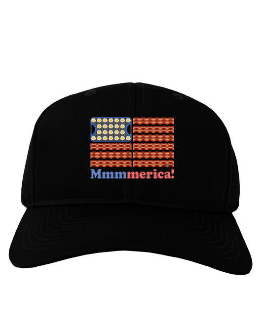 American Breakfast Flag - Bacon and Eggs - Mmmmerica Adult Dark Baseball Cap Hat-Baseball Cap-TooLoud-Black-One Size-Davson Sales