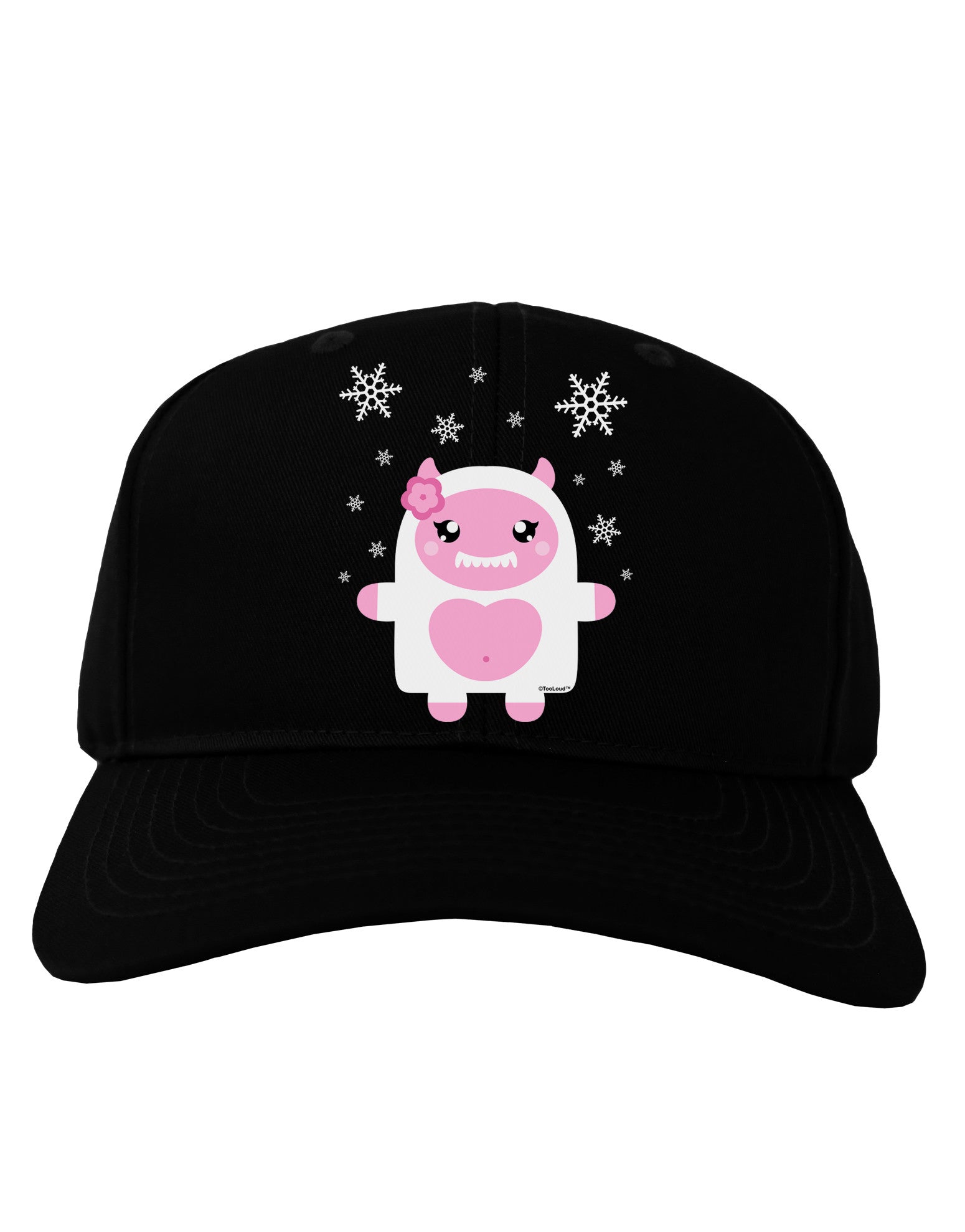 Cute Abominable Snowman Girl Yeti - Christmas Adult Dark Baseball Cap Hat-Baseball Cap-TooLoud-Black-One Size-Davson Sales