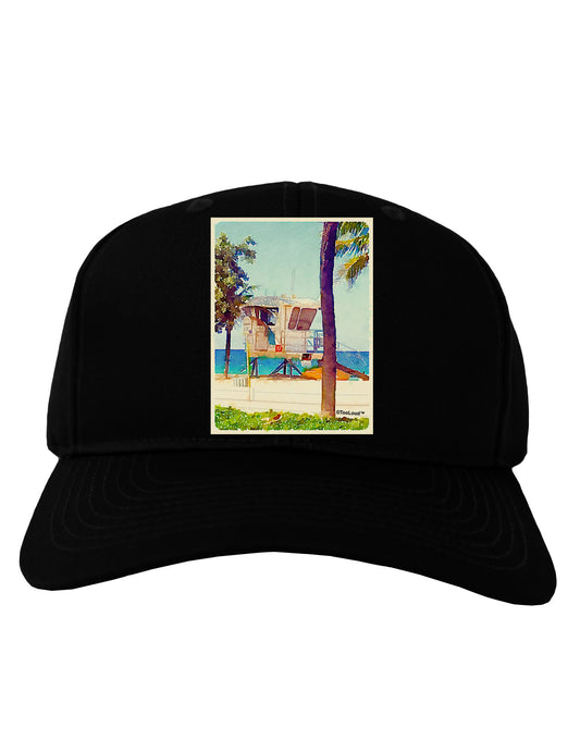 Lifeguard Station Watercolor Adult Dark Baseball Cap Hat-Baseball Cap-TooLoud-Black-One Size-Davson Sales