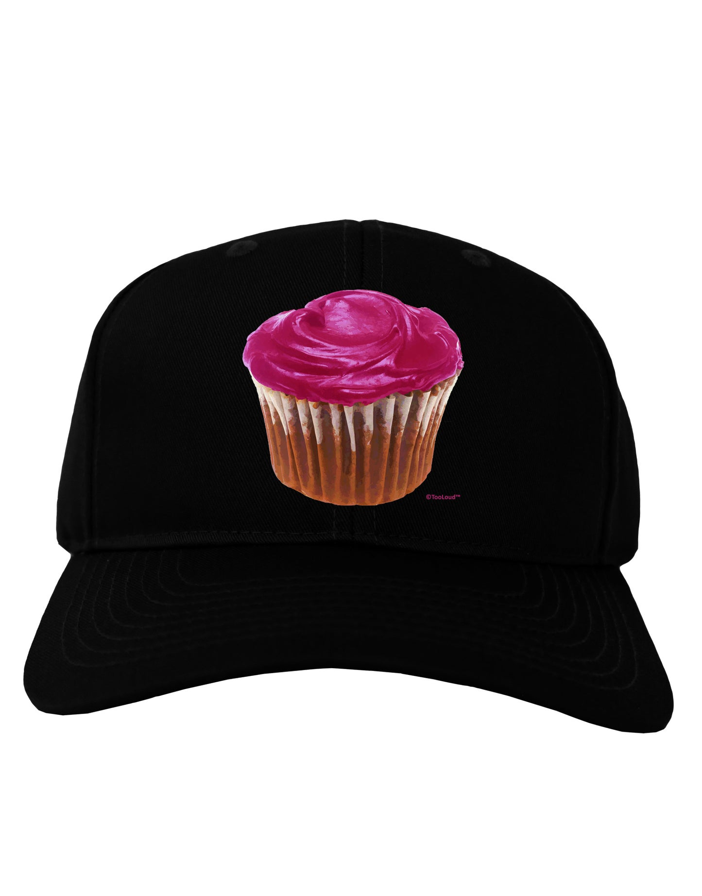 Giant Bright Pink Cupcake Adult Dark Baseball Cap Hat by TooLoud-Baseball Cap-TooLoud-Black-One Size-Davson Sales