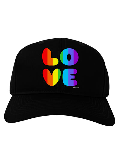 Rainbow LOVE Text Adult Dark Baseball Cap Hat by TooLoud-Baseball Cap-TooLoud-Black-One Size-Davson Sales