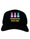 Three Easter Bunnies - Somebunny Loves Me Adult Dark Baseball Cap Hat by TooLoud-Baseball Cap-TooLoud-Black-One Size-Davson Sales