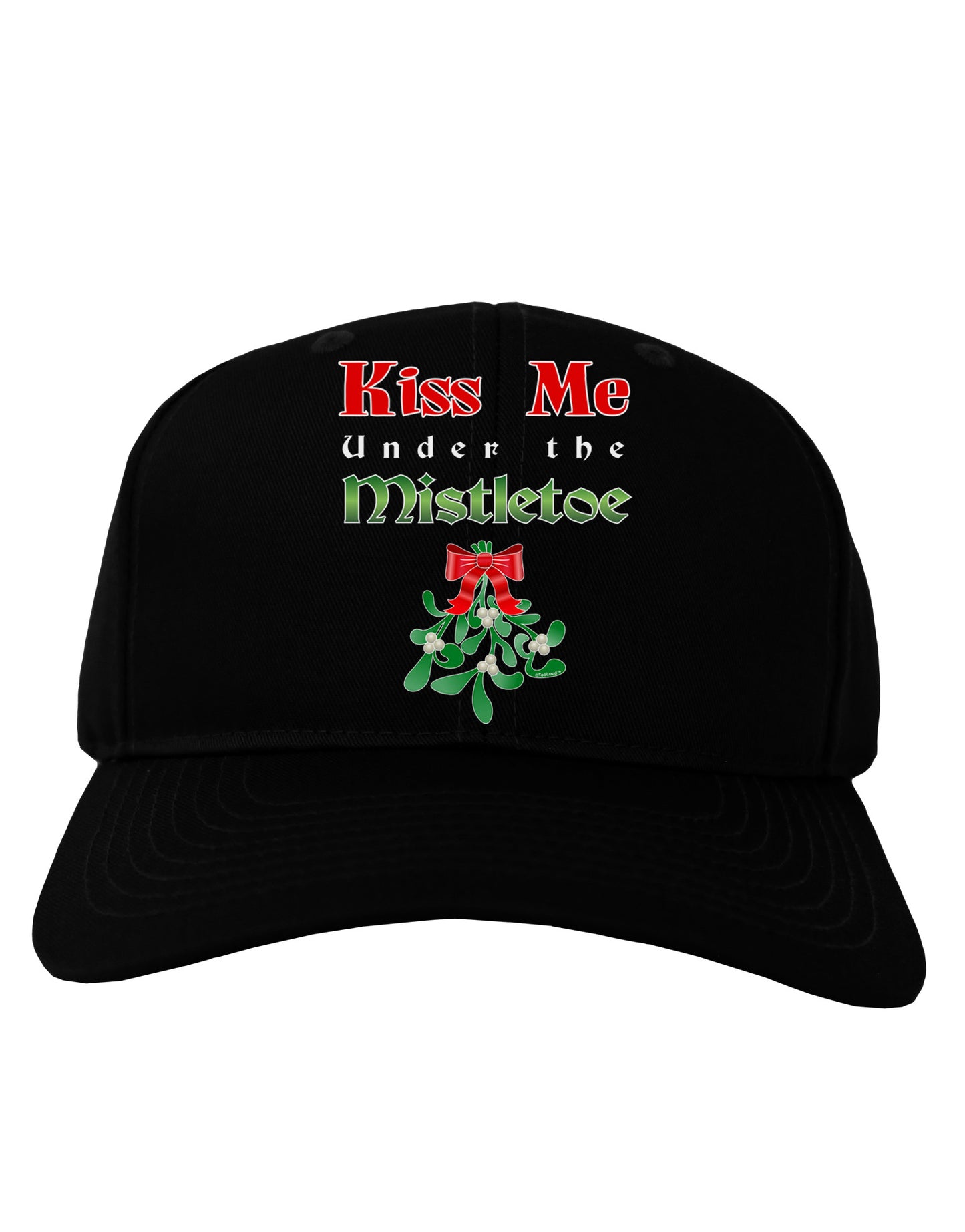 Kiss Me Under the Mistletoe Christmas Adult Dark Baseball Cap Hat-Baseball Cap-TooLoud-Black-One Size-Davson Sales