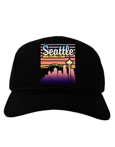 Seattle Washington Sunset Adult Dark Baseball Cap Hat-Baseball Cap-TooLoud-Black-One Size-Davson Sales