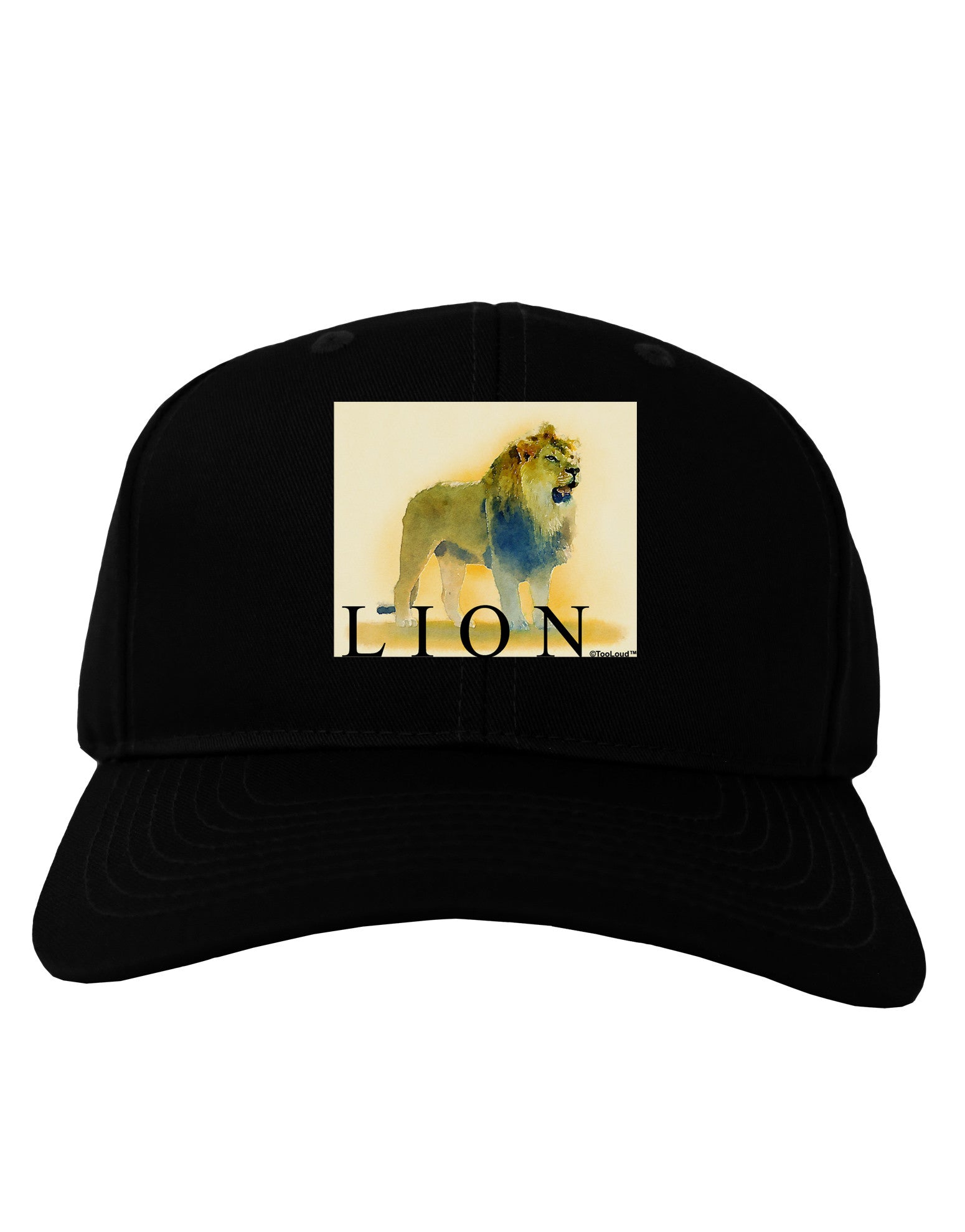 Lion Watercolor 1 Text Adult Dark Baseball Cap Hat-Baseball Cap-TooLoud-Black-One Size-Davson Sales