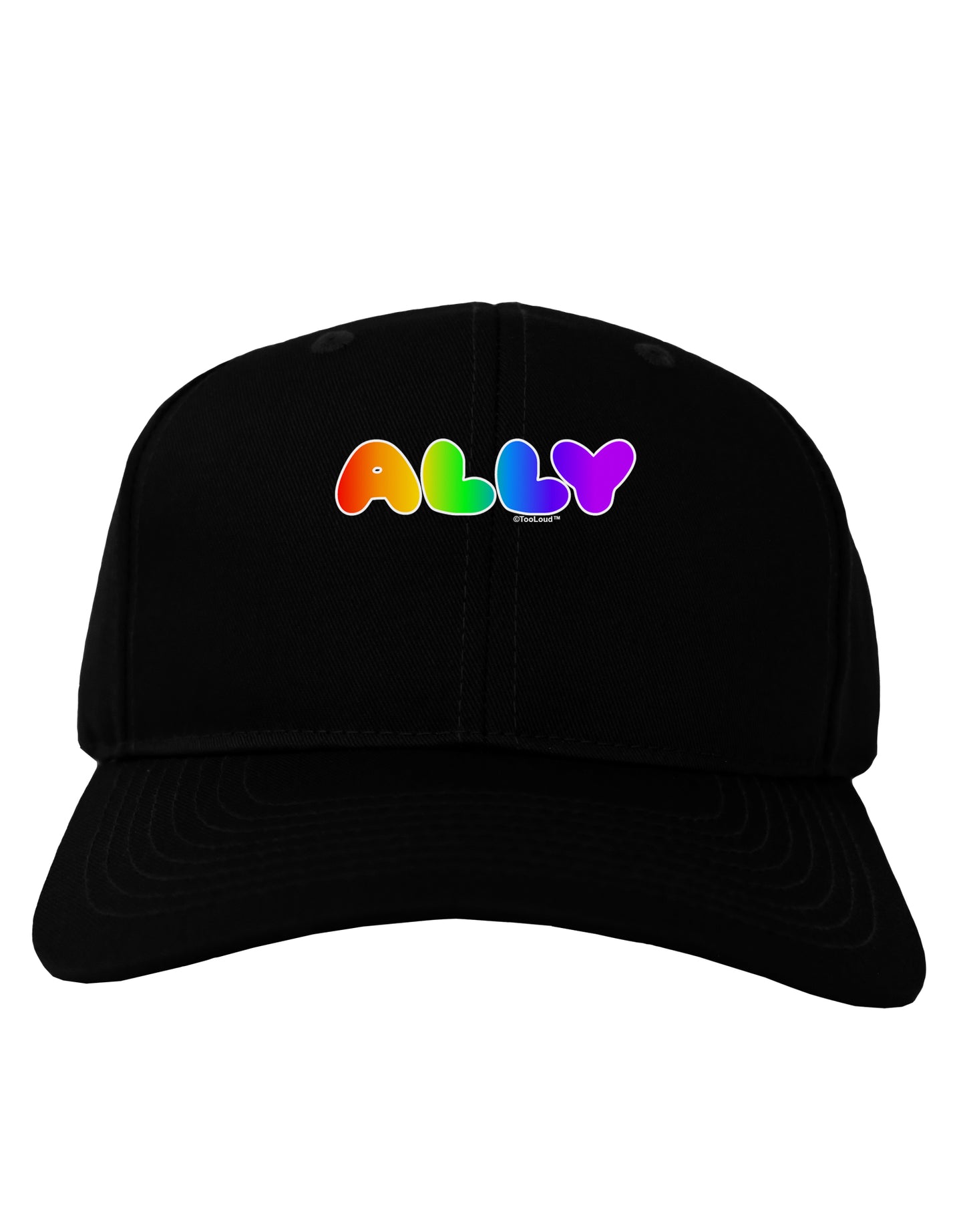LGBT Ally Rainbow Text Adult Dark Baseball Cap Hat by TooLoud-Baseball Cap-TooLoud-Black-One Size-Davson Sales
