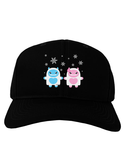 Cute Abominable Snowman Yeti Couple - Christmas Adult Dark Baseball Cap Hat-Baseball Cap-TooLoud-Black-One Size-Davson Sales