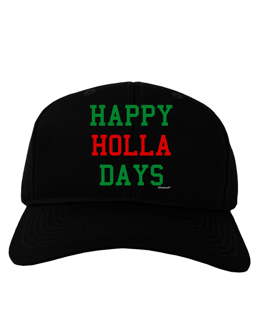 Happy Holla Days - Red and Green Adult Dark Baseball Cap Hat by TooLoud-Baseball Cap-TooLoud-Black-One Size-Davson Sales
