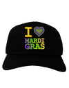 I Love Heart Mardi Gras Adult Dark Baseball Cap Hat-Baseball Cap-TooLoud-Black-One Size-Davson Sales