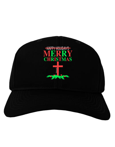 No Happy Holidays&#44; Merry Christmas Adult Dark Baseball Cap Hat-Baseball Cap-TooLoud-Black-One Size-Davson Sales