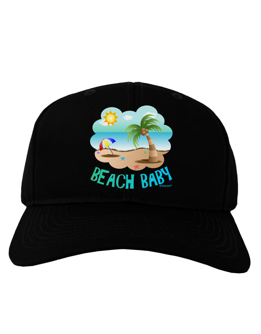 Fun Summer Beach Scene - Beach Baby Adult Dark Baseball Cap Hat by TooLoud-Baseball Cap-TooLoud-Black-One Size-Davson Sales