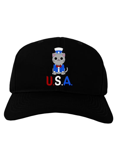 Patriotic Cat - USA Adult Dark Baseball Cap Hat by TooLoud-Baseball Cap-TooLoud-Black-One Size-Davson Sales