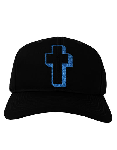 Simple Cross Design Glitter - Blue Adult Dark Baseball Cap Hat by TooLoud-Baseball Cap-TooLoud-Black-One Size-Davson Sales