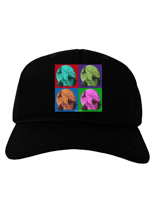 Three Wolves Howling - Pop-Art #1 Adult Dark Baseball Cap Hat by TooLoud-Baseball Cap-TooLoud-Black-One Size-Davson Sales
