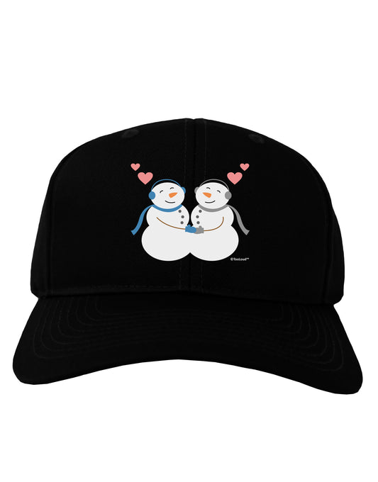 Cute Snowman Couple Adult Dark Baseball Cap Hat by TooLoud-Baseball Cap-TooLoud-Black-One Size-Davson Sales