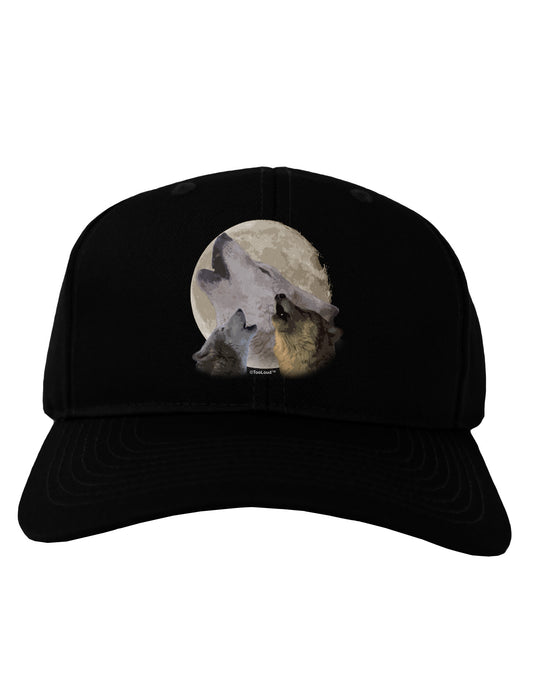 Three Wolves Howling at the Moon Adult Dark Baseball Cap Hat by TooLoud-Baseball Cap-TooLoud-Black-One Size-Davson Sales