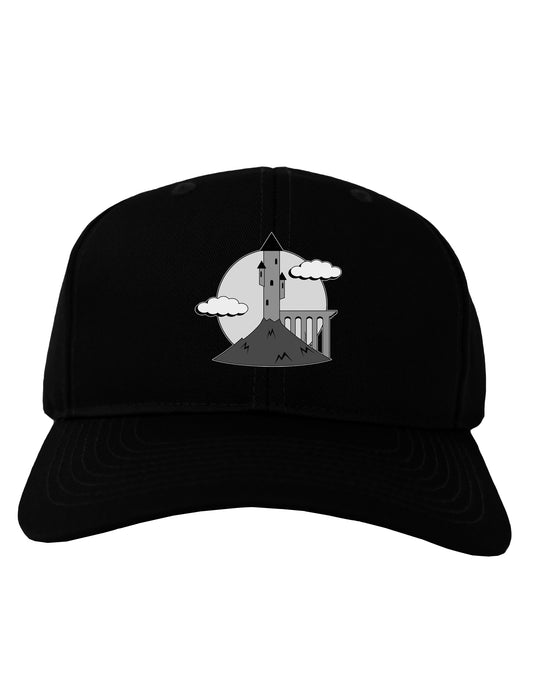 Moonlit Wizard Tower - Grayscale Adult Dark Baseball Cap Hat-Baseball Cap-TooLoud-Black-One Size-Davson Sales