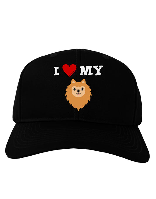 I Heart My - Cute Pomeranian Dog Adult Dark Baseball Cap Hat by TooLoud-Baseball Cap-TooLoud-Black-One Size-Davson Sales