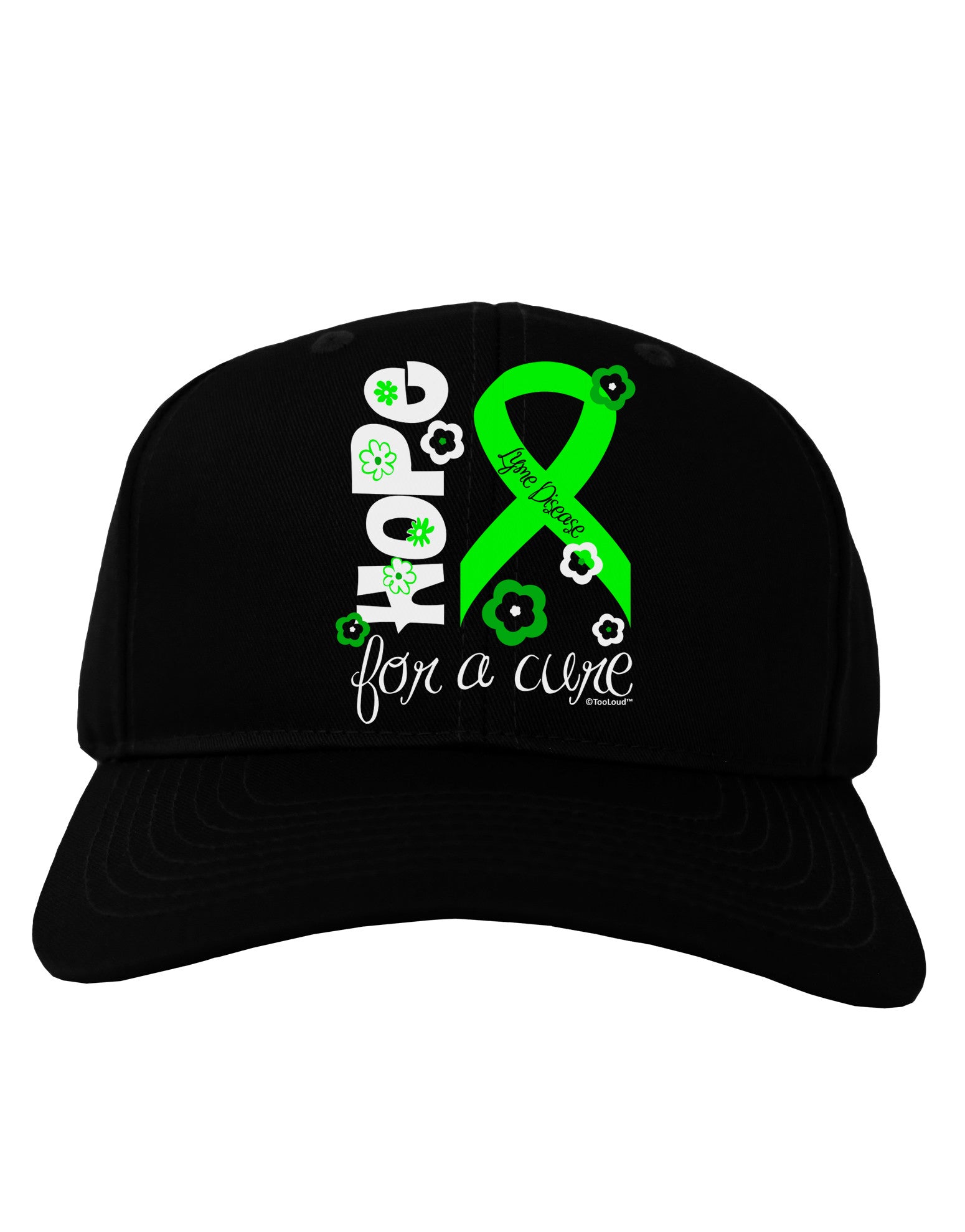Hope for a Cure - Lime Green Ribbon Lyme Disease - Flowers Adult Dark Baseball Cap Hat-Baseball Cap-TooLoud-Black-One Size-Davson Sales